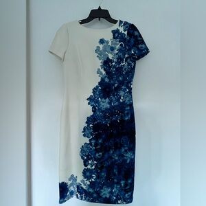 Adrianna Papell Ivory Dress with Navy Floral Cascade